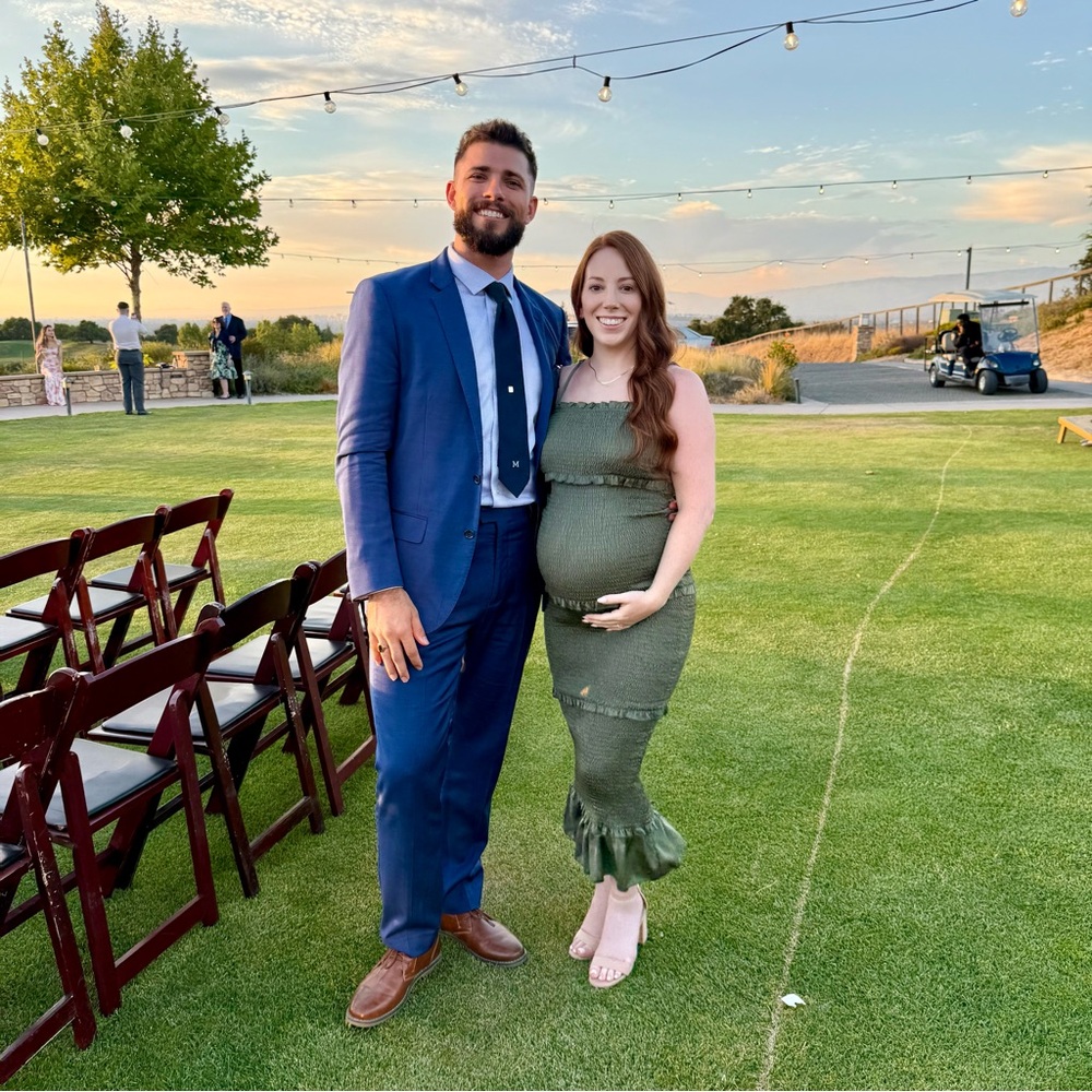Maternity- Pinkblush Olive Green Midi Dress
